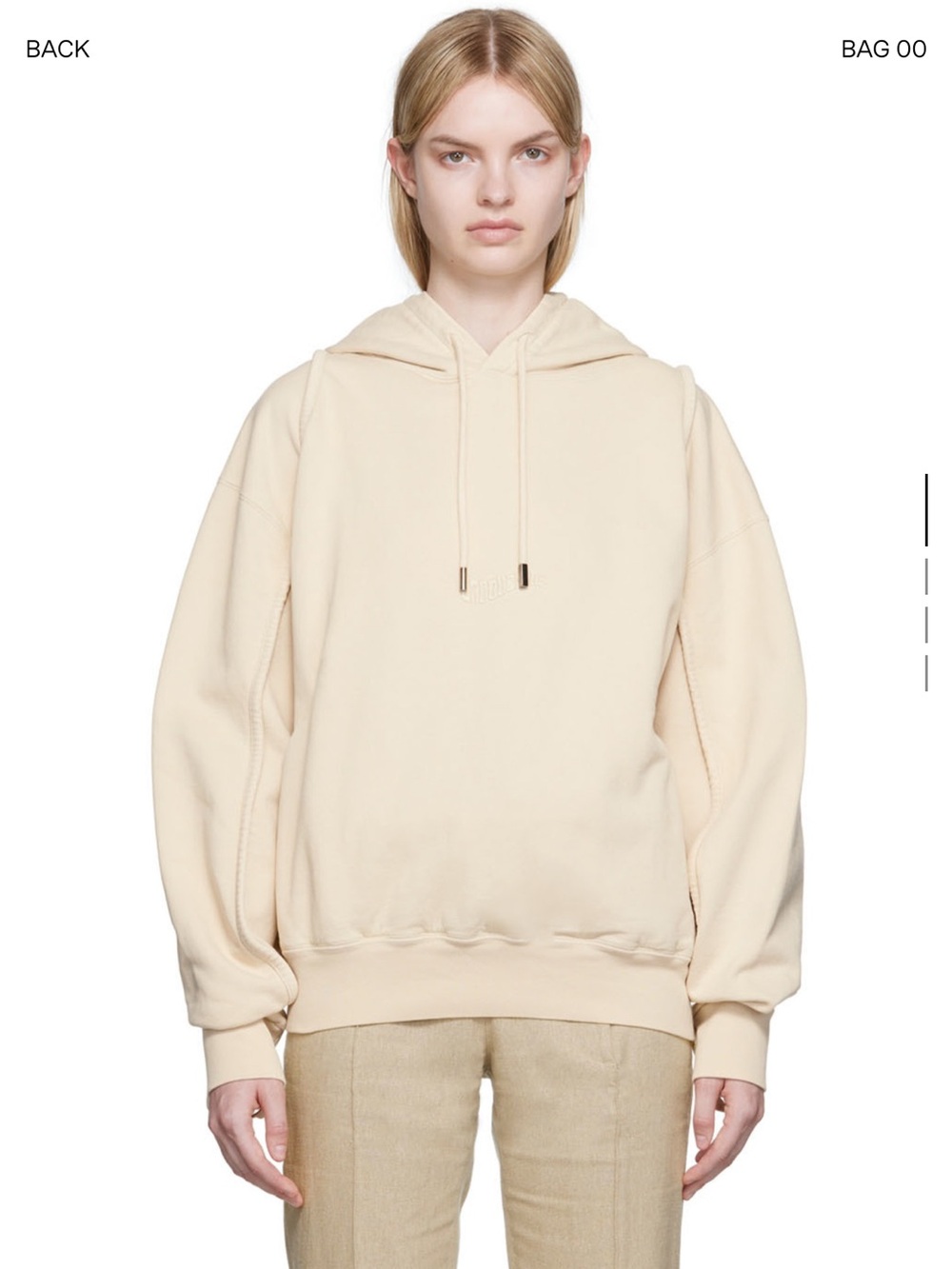 Jacquemus Cream Oversized Drawstring Hoodie